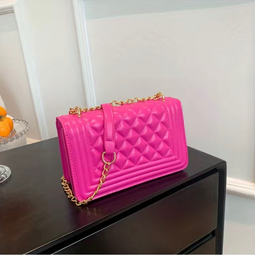 Solid Color Argyle Pattern Square Bag